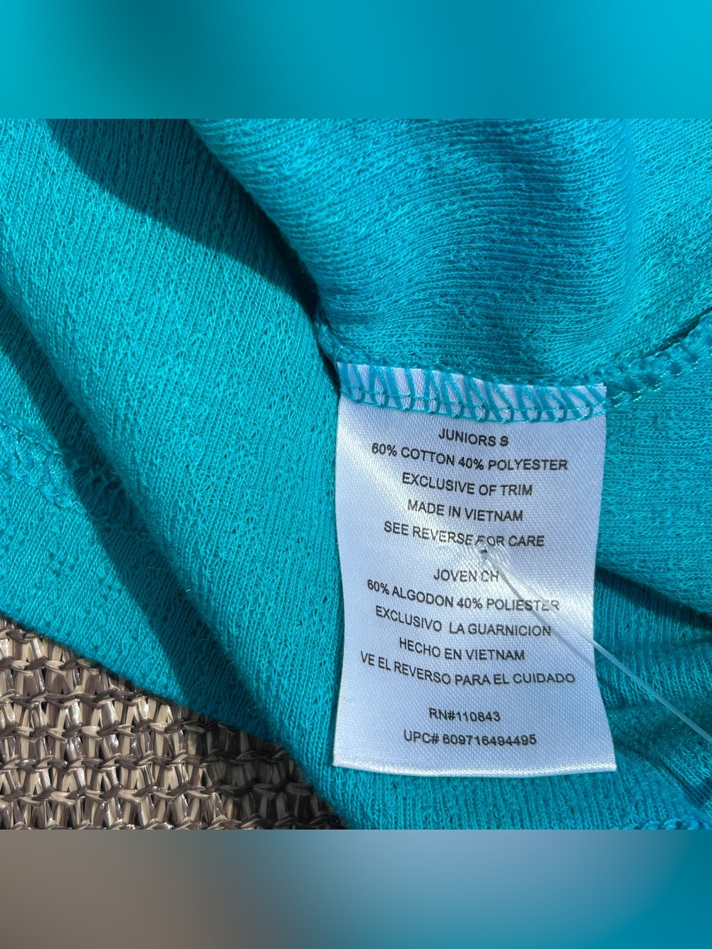 l.e.i. Y2K turquoise camisole tank top with lace trim - Sz S - Picture 5 of 6
